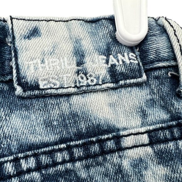 Thrill Jeans Boys Denim Jeans Size 12 Distressed Skinny Acid Wash Blue Straight - Picture 5 of 10